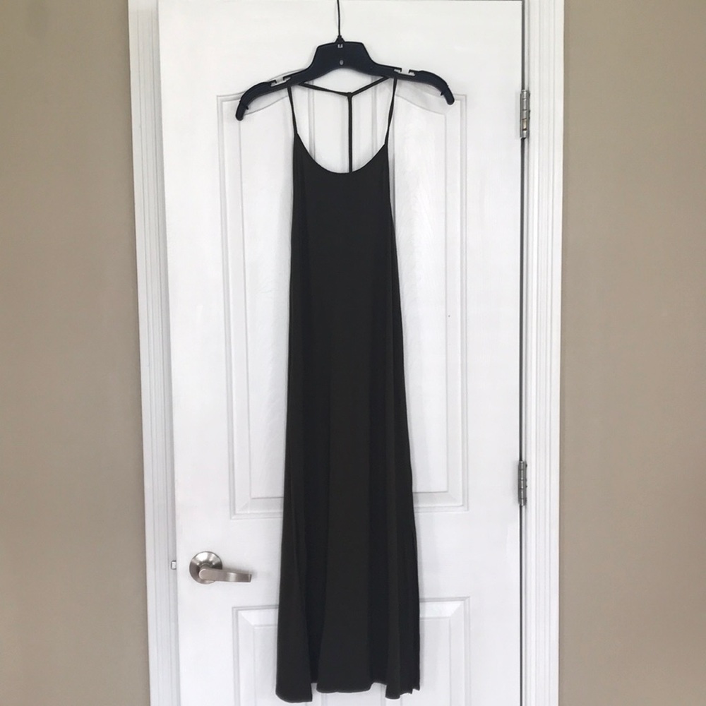 Mango Army Green Cotton Midi-Maxi Dress